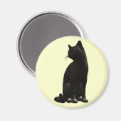 Sitting Black Cat Magnet (Voorkant / Achterkant)