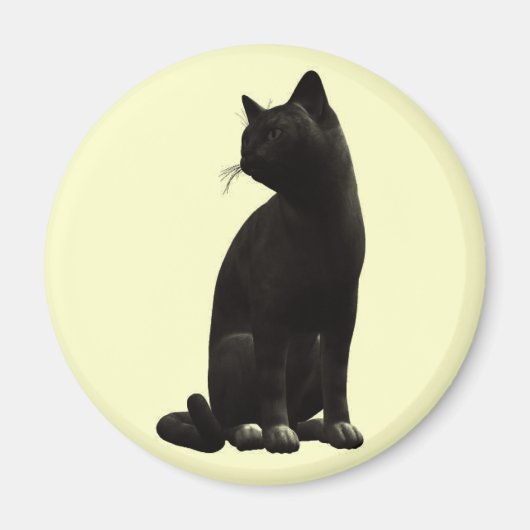 Sitting Black Cat Magnet (Voorkant)