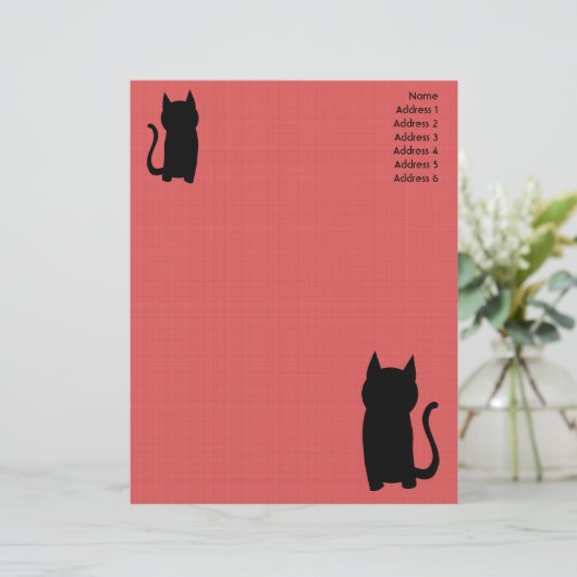 Sitting Black Cat Silhouette. Briefhoofd Ontwerp (Staand voorkant)