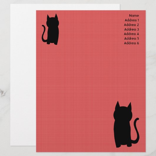 Sitting Black Cat Silhouette. Briefhoofd Ontwerp (Voorkant / Achterkant)