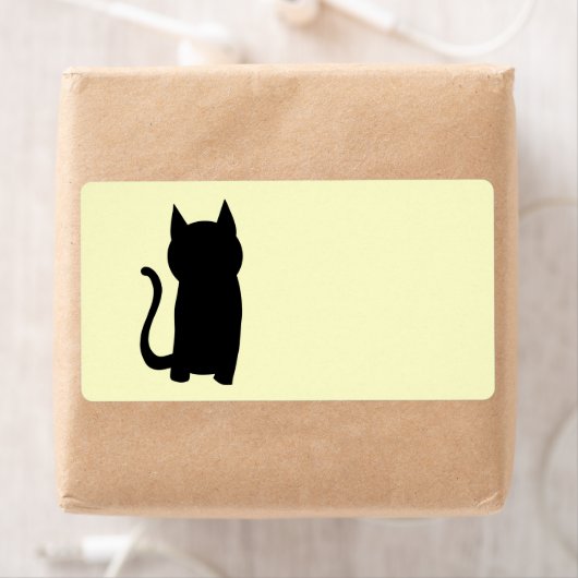 Sitting Black Cat Silhouette. Etiket (Insitu)