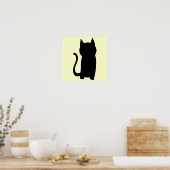 Sitting Black Cat Silhouette. Poster (Keuken)