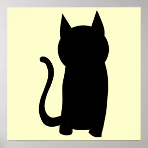 Sitting Black Cat Silhouette. Poster