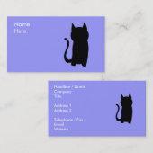 Sitting Black Cat Silhouette. Visitekaartje (Voorkant / Achterkant)