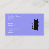 Sitting Black Cat Silhouette. Visitekaartje (Achterkant)