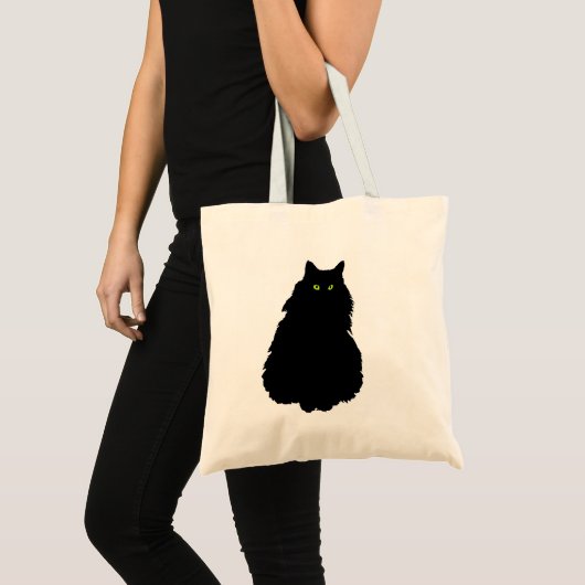 Sitting Black Cat Tote Bag (Voorkant (product))