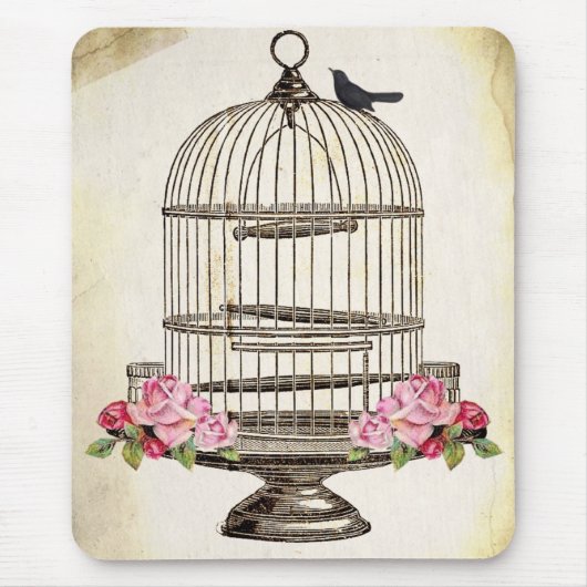 SiTTiNG  BLaCKBiRD op BiRDCaGe Muismat (Voorkant)