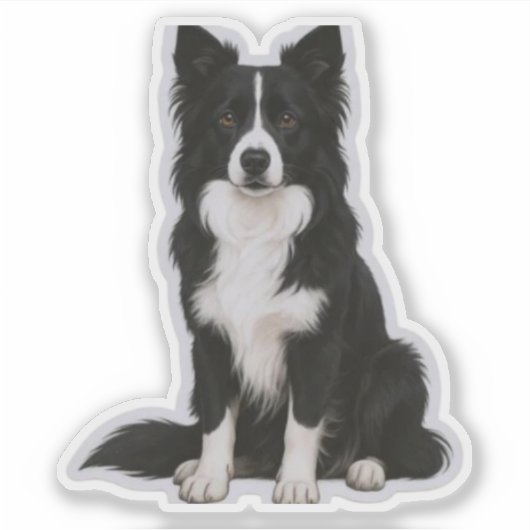 Sitting Border Collie Sticker (Voorkant)