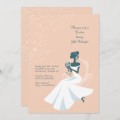 Sitting Bride African American Shower Uitnodiging (Voorkant / Achterkant)