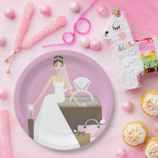 Sitting bride vrijgezellenfeest papieren bordje (Feest)