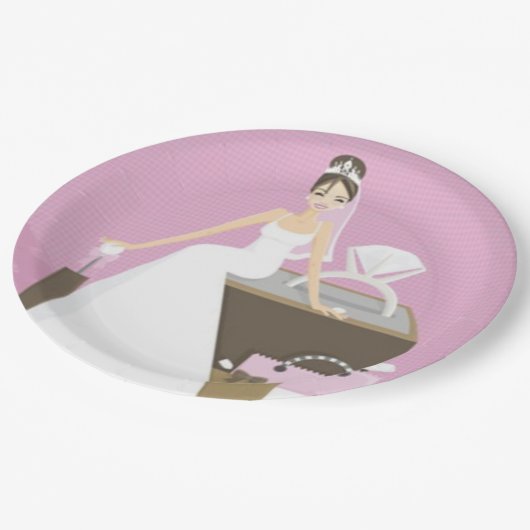 Sitting bride vrijgezellenfeest papieren bordje (Gekanteld)