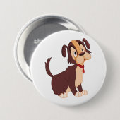 Sitting Brown Puppy Sweet Happy Dog Ronde Button 7,6 Cm (Voorkant /achterkant)