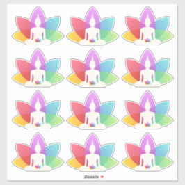 Sitting Buddha en Colorful Lotus Petals Sticker
