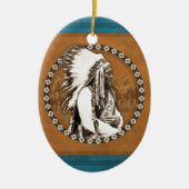 Sitting Bull-Design Keramisch Ornament (Voorkant)
