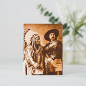 Sitting Bull en Buffalo Wild West Show 1885 Briefkaart (Staand voorkant)