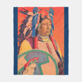 Sitting Bull Fleece Deken (Voorkant)