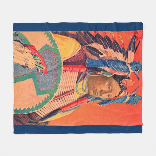 Sitting Bull Fleece Deken (Voorkant (Horizontaal))