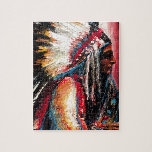 Sitting Bull in kleur Legpuzzel (Verticaal)