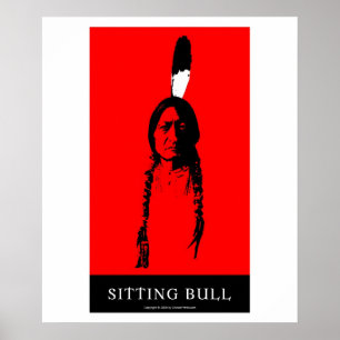 Sitting Bull in rood Poster