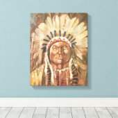 Sitting Bull Indian Chief Canvas Afdruk (Insitu (Houten vloer))
