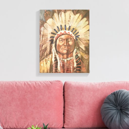Sitting Bull Indian Chief Canvas Afdruk (Insitu (Woonkamer))