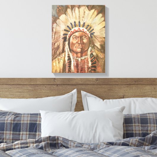 Sitting Bull Indian Chief Canvas Afdruk (Insitu (Slaapkamer))