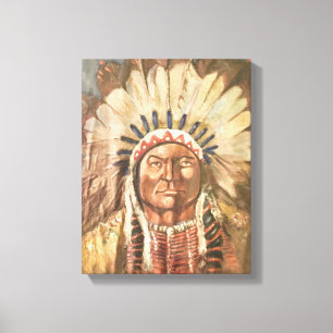 Sitting Bull Indian Chief Canvas Afdruk
