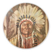 Sitting Bull Indian Chief Keramische Knop (Voorkant)