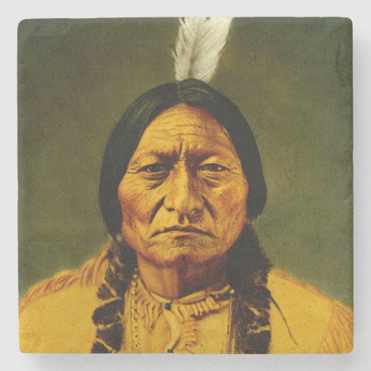 Sitting Bull Native American First Nations Chief Stenen Onderzetter (Voorkant)