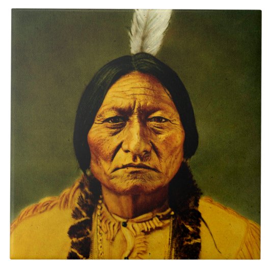 Sitting Bull Native American First Nations Chief Tegeltje (Voorkant)