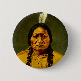 Sitting Bull Native American Indian Chief Ronde Button 5,7 Cm