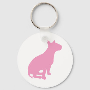 Sitting Bull Terrier (roze) Sleutelhanger