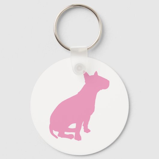 Sitting Bull Terrier (roze) Sleutelhanger (Voorkant)