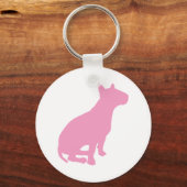 Sitting Bull Terrier (roze) Sleutelhanger (Voorkant)
