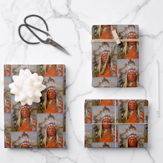 Sitting Bull van Henry Farny 1899 Lakota Leader Inpakpapier Vel (Voorkant)