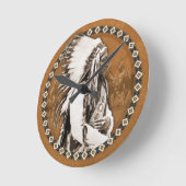 Sitting Bull Wall Clock Ronde Klok (Hoek)