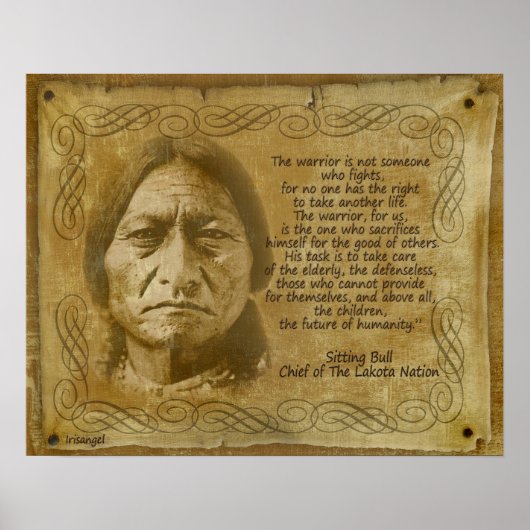 Sitting Bull Warrior quote. Robuust afdrukken Poster (Voorkant)