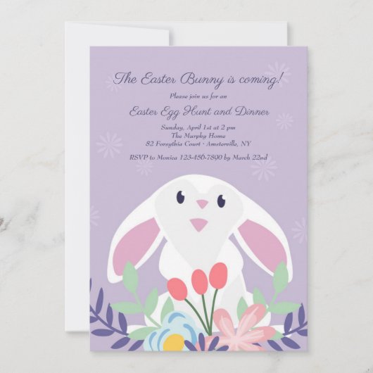 Sitting Bunny Invitation Kaart (Voorkant)