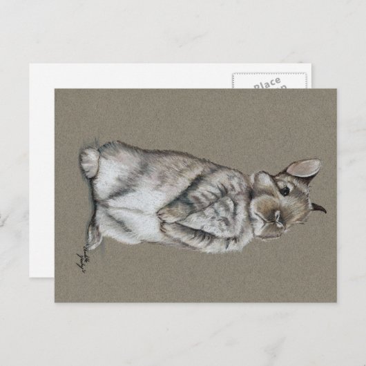 Sitting Bunny Rabbit Art Briefkaart (Voorkant / Achterkant)