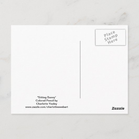 Sitting Bunny Rabbit Art Briefkaart (Achterkant)