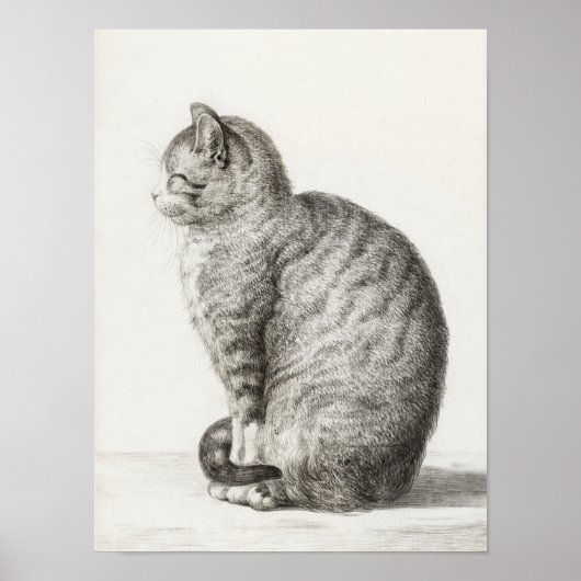 "Sitting cat" door Jean Bernard poster (Voorkant)