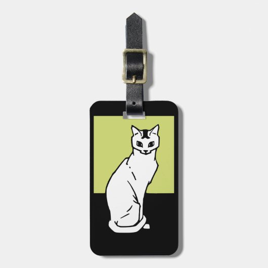 Sitting Cat Julie de Graag Art Nouveau Bagagelabel (Voorkant verticaal)