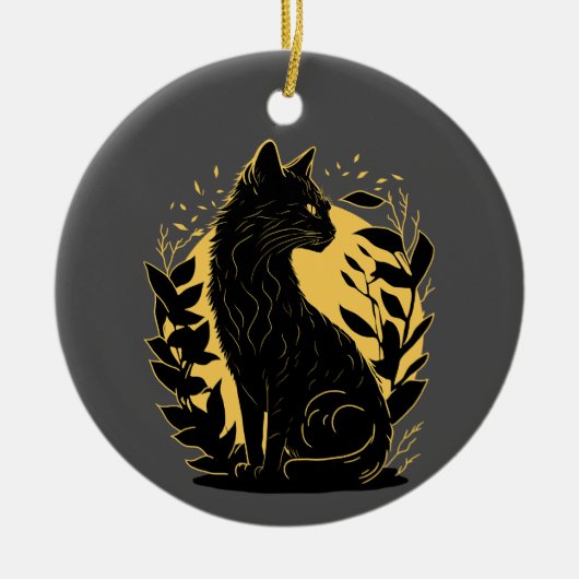 Sitting Cat Keramisch Ornament (Voorkant)