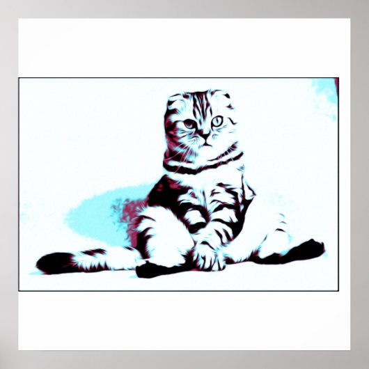 Sitting Cat oil schilderij Poster Klassieke ronde  (Voorkant)