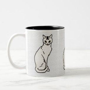 Sitting Cat on Grey beroemd gemaakt door Julie de Tweekleurige Koffiemok