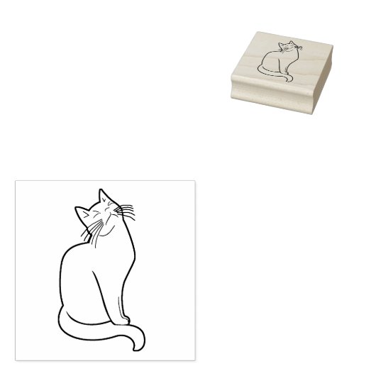 Sitting Cat Silhouette Art Stempel (Gestempeld)