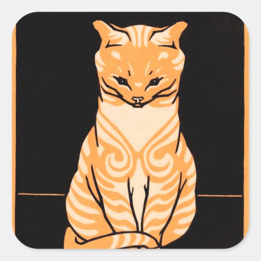 Sitting Cat Vierkante Sticker (Voorkant)