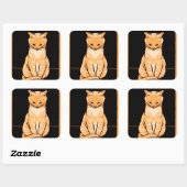 Sitting Cat Vierkante Sticker (Vel)