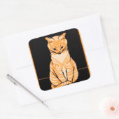 Sitting Cat Vierkante Sticker (Envelop)