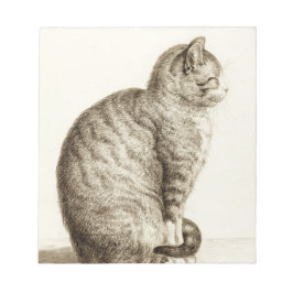 Sitting cat vintage sepia pencil drawing notitieblok